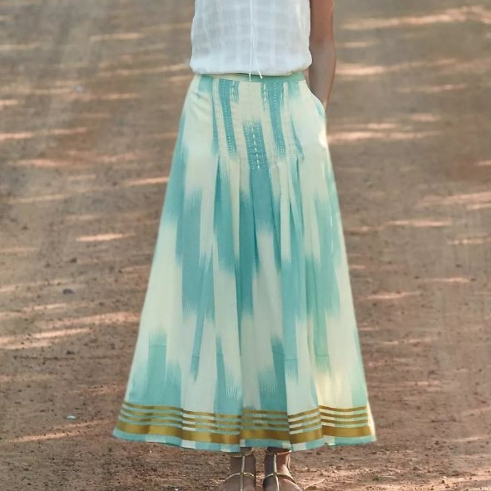Anthropologie Far Seas Embroidered Maxi Skirt with Pockets - SEE SIZE NOTES!